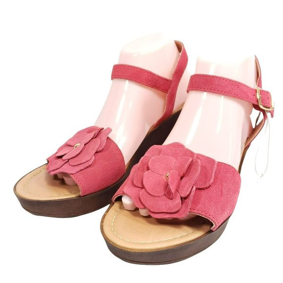 Mariella Shoes - Mariella Wedge Heel Sandals Women's 10 Pink Suede Leather